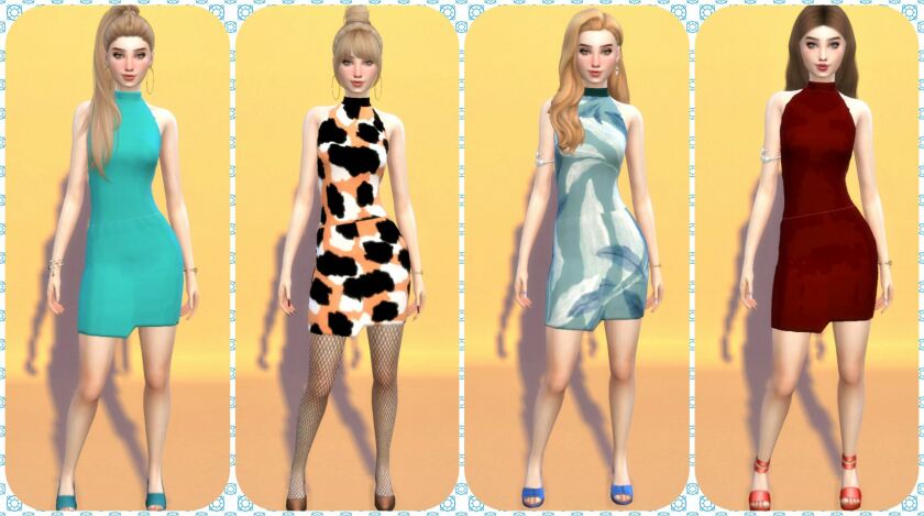 Turtle Neck Cute Dress By Yummae07 Sims 4 CC