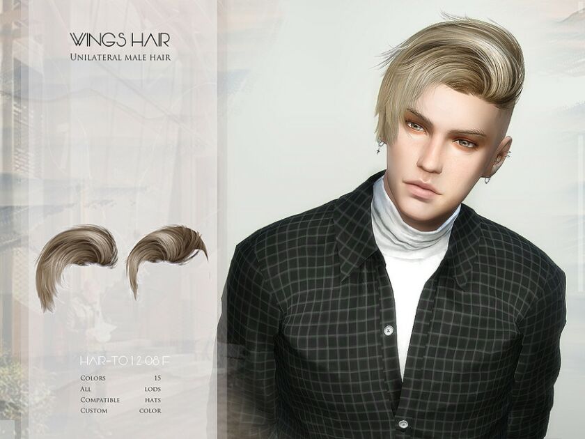 Unilateral Male Hair – TO1208 By Wingssims Sims 4 CC