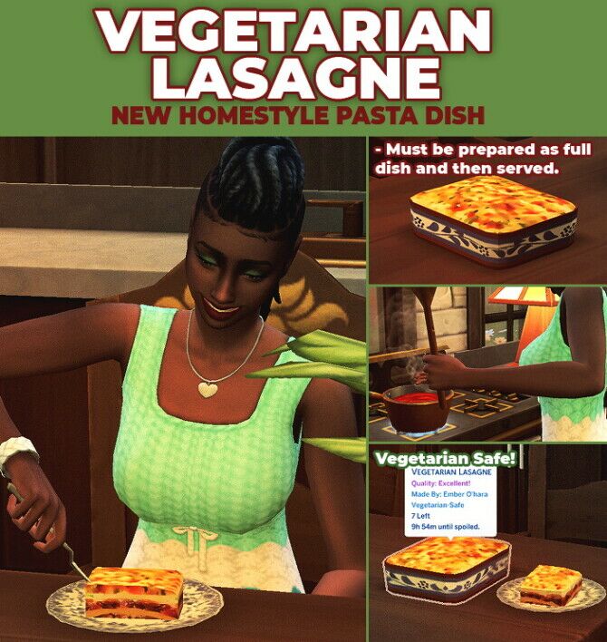 Vegetarian Lasagne Custom Recipe Sims 4 CC