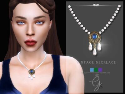 A Vintage Inspired Pearl Necklace With Sapphire Sims 4 CC