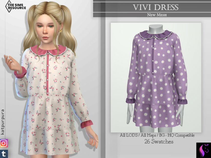 Vivi Dress By Katpurpura Sims 4 CC