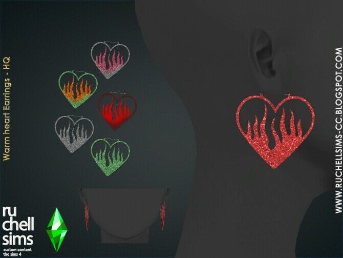 Warm Heart Earrings Sims 4 CC