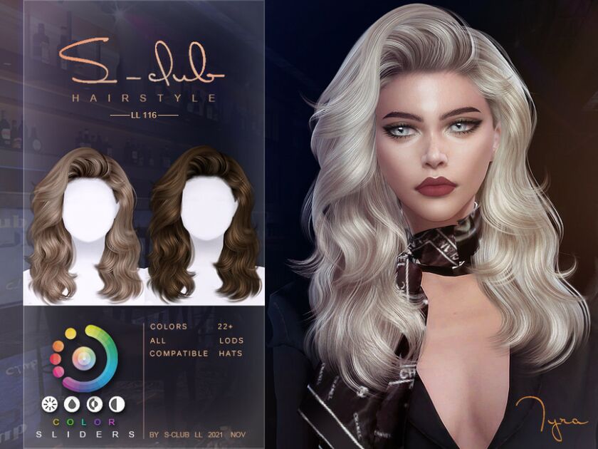 Wavy Hair (Tyra) By S-Club By S-Club Sims 4 CC