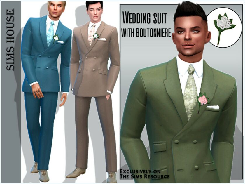 Wedding Suit With Boutonniere Sims 4 CC