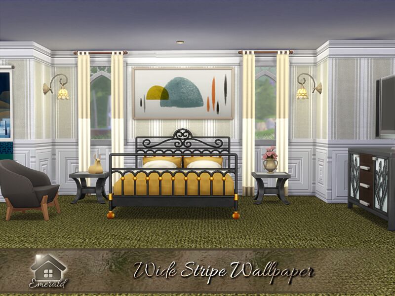 sims 4 cc wide stripe wallpaper by emerald 2