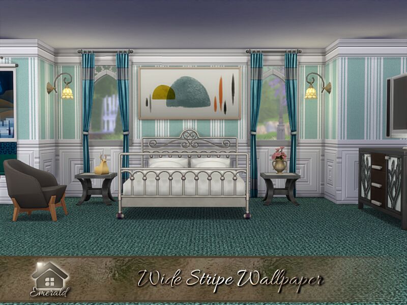 sims 4 cc wide stripe wallpaper by emerald 3