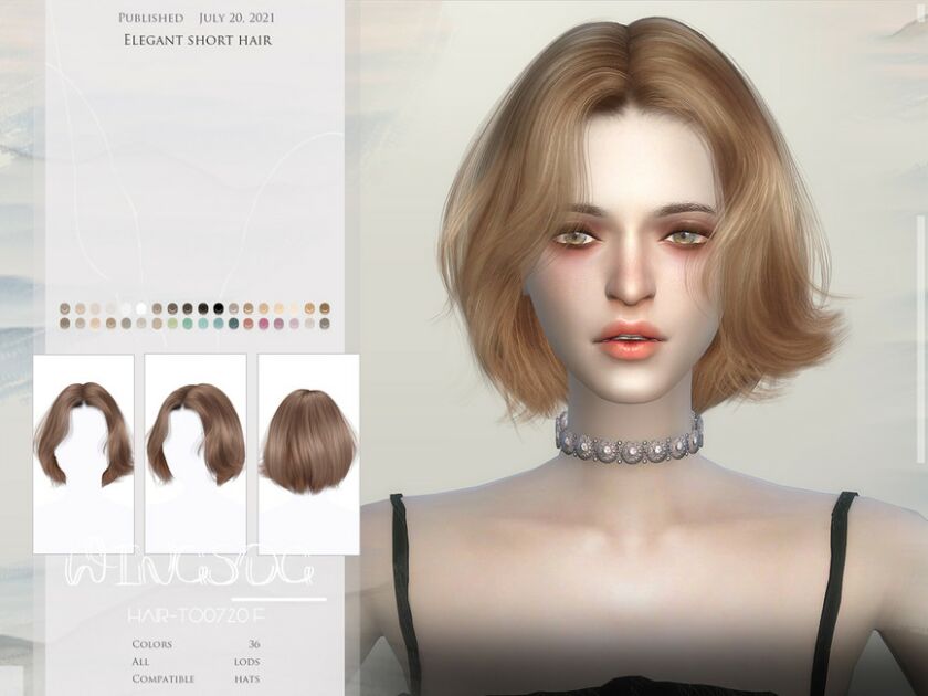 Wings-To0720-Elegant Short Hair By Wingssims Sims 4 CC