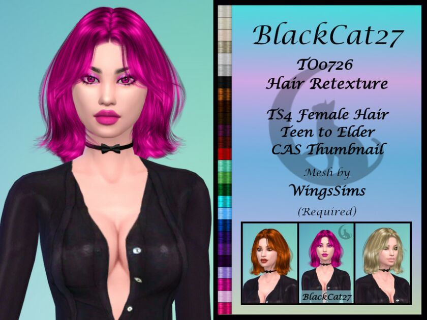 Wings TO0726 Hair Retexture (Mesh Needed) By Blackcat27 Sims 4 CC