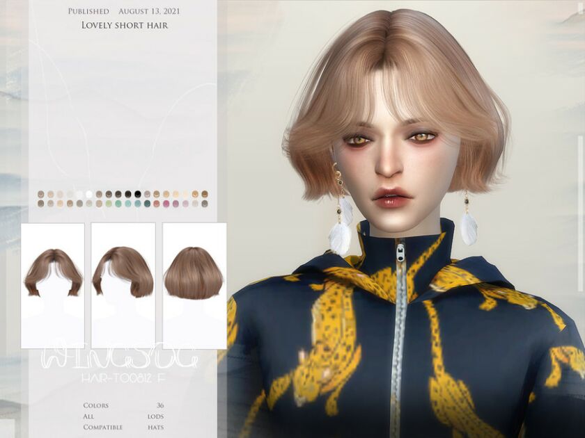 Wings-To0812-Lovely Short Hair By Wingssims Sims 4 CC