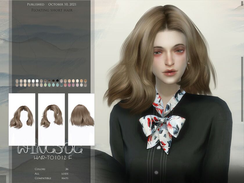 Wings-To1012-Floating Short Hair By Wingssims Sims 4 CC