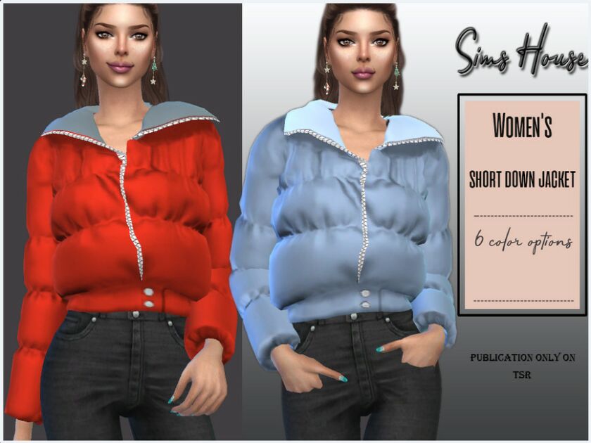 sims 4 cc womens short down jacket 2