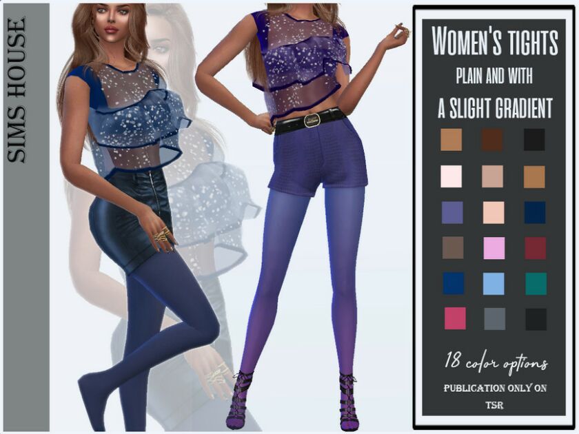 Women’s Tights, Plain And With A Slight Gradient Sims 4 CC