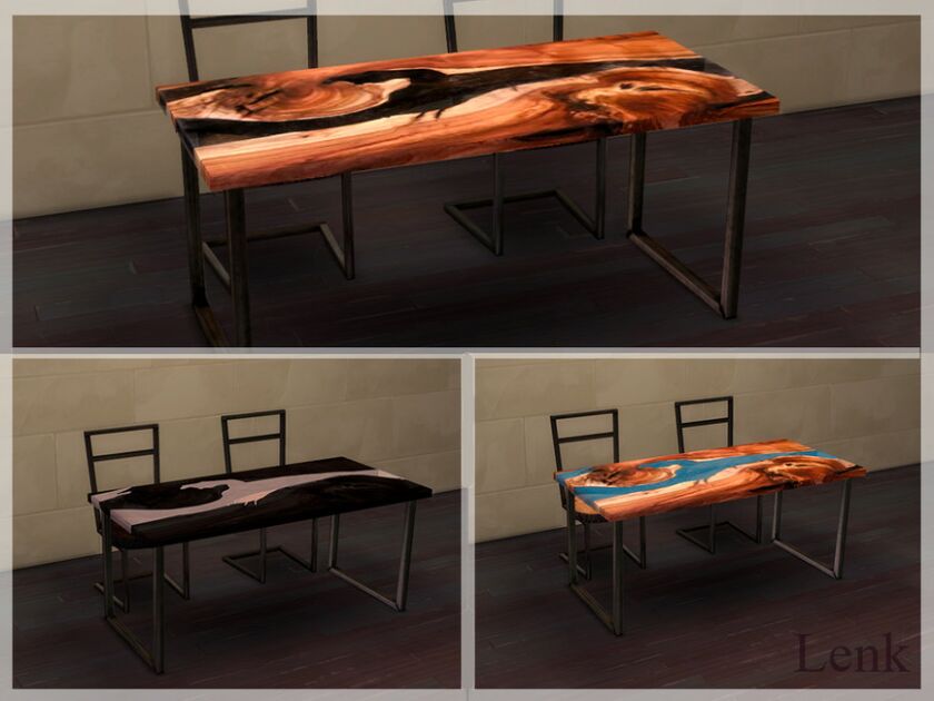 sims 4 cc wood slab dining table by lenkevseeva 2