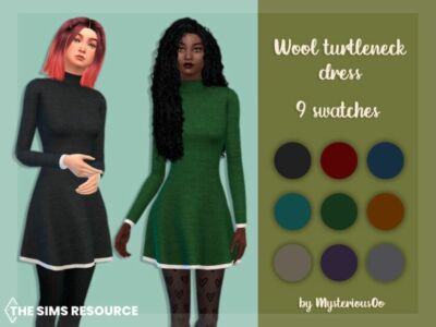 Wool Turtleneck Dress By Mysteriousoo Sims 4 CC