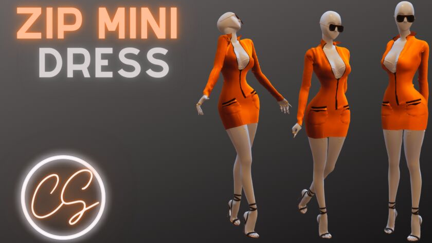 ZIP Mini Dress Sims 4 CC