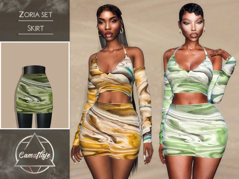 Zoria SET – Skirt By Camuflaje Sims 4 CC