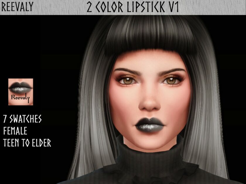 2 Color Lipstick V1 By Reevaly Sims 4 CC