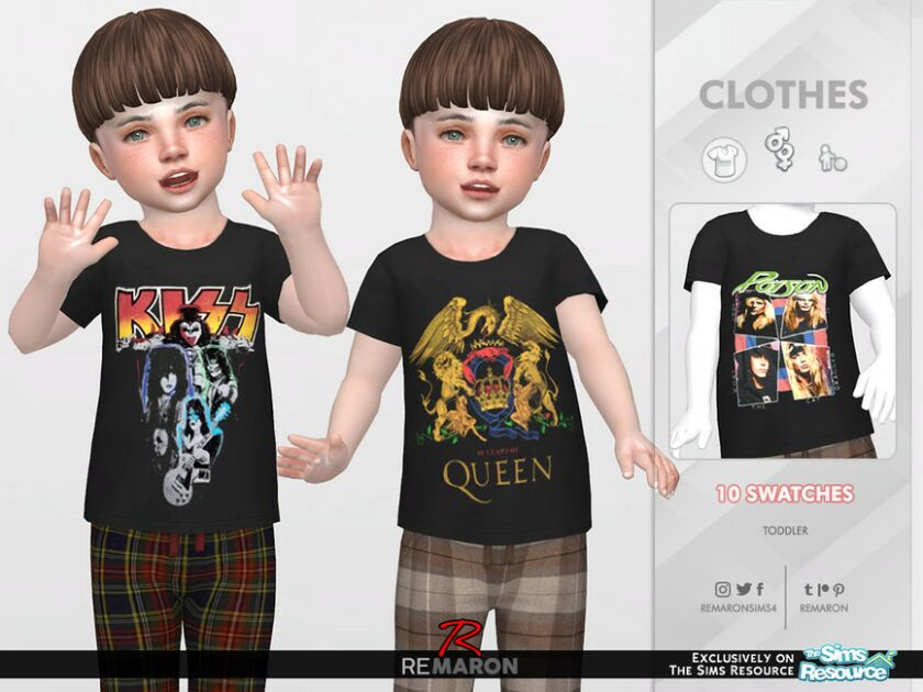 70S And 80S Band Shirt For Toddler 01 Sims 4 CC