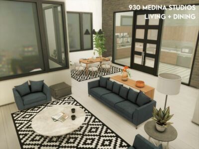 930 Medina Studios – Living + Dining Sims 4 CC