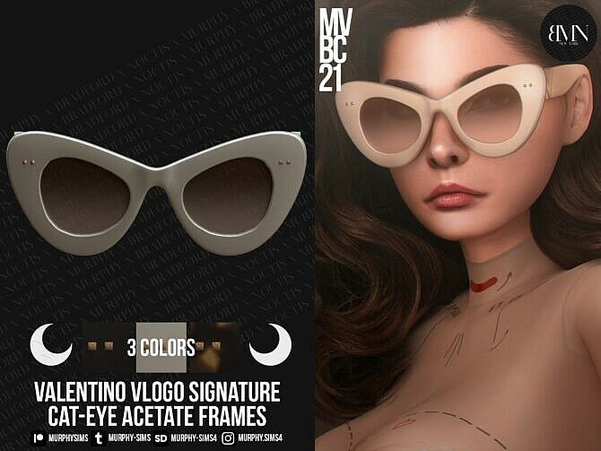 Acetate Cat-Eye Frames By Murphy Sims 4 CC