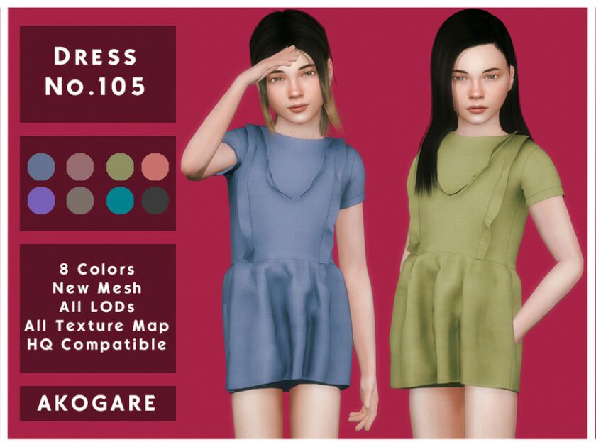 Akogare Dress NO.105 By _Akogare_ Sims 4 CC