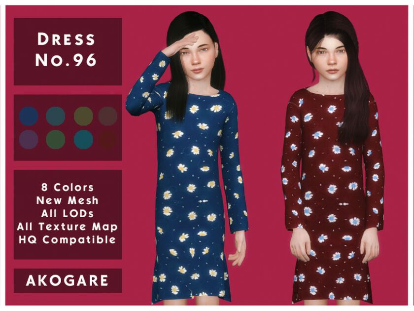 Akogare Dress NO.96 By _Akogare_ Sims 4 CC