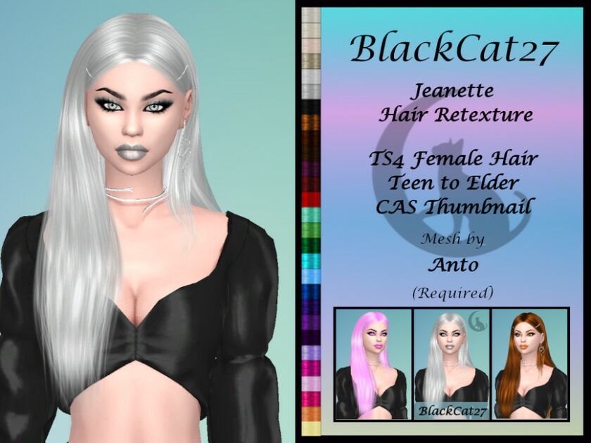 Anto Jeanette Hair Retexture (Mesh Needed) By Blackcat27 Sims 4 CC