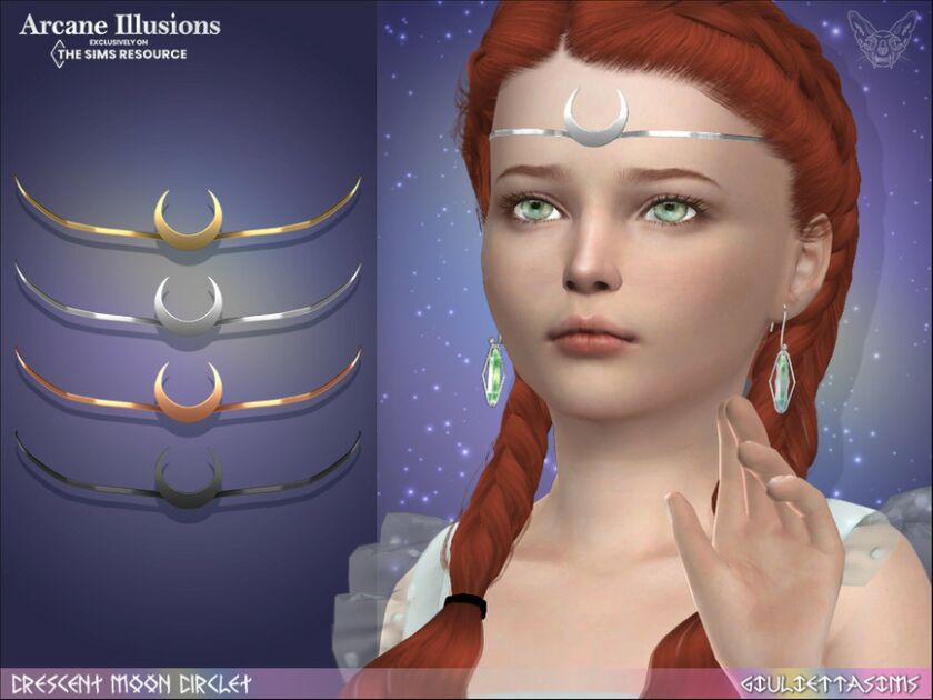 Arcane Illusions – Crescent Moon Circlet For Kids Sims 4 CC