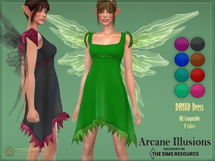 Arcane Illusions Dryad Dress By Harmonia Sims 4 CC