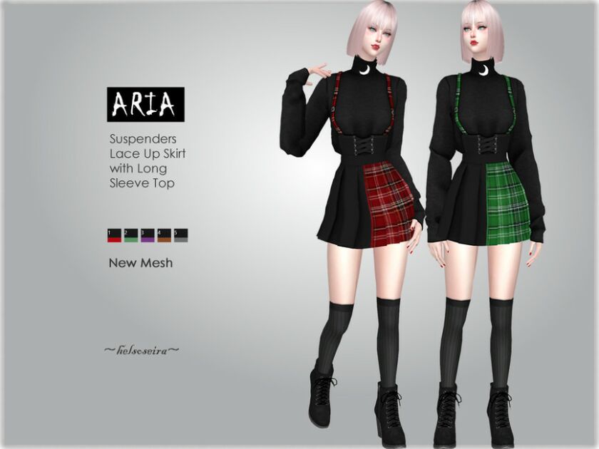 Aria – Suspender Outfit By Helsoseira Sims 4 CC