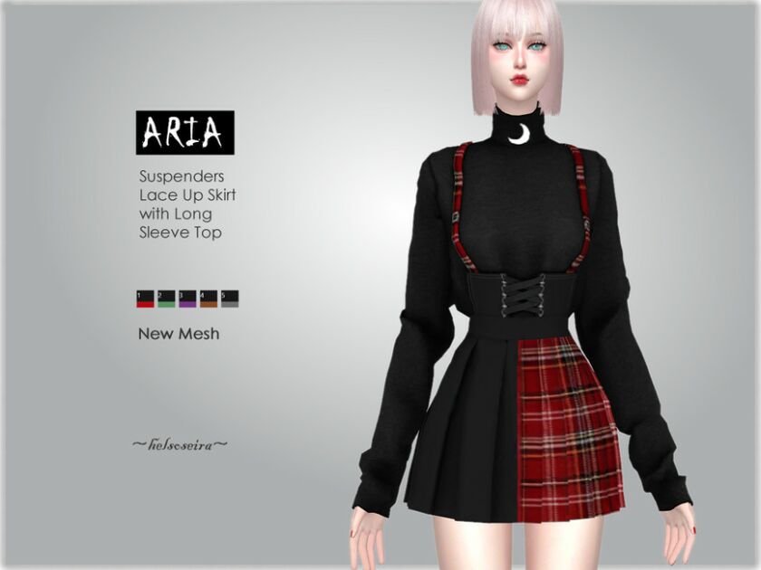 sims 4 cc aria suspender outfit by helsoseira 2