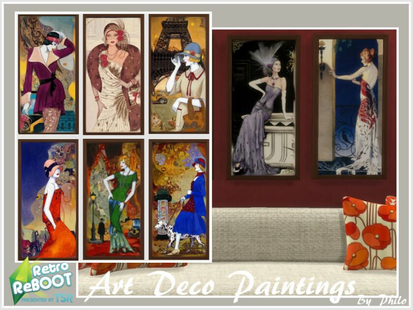 ART Deco Paintings By Philo Sims 4 CC