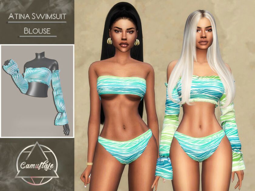 Atina Swimsuits – Blouse (Cover UP) By Camuflaje Sims 4 CC