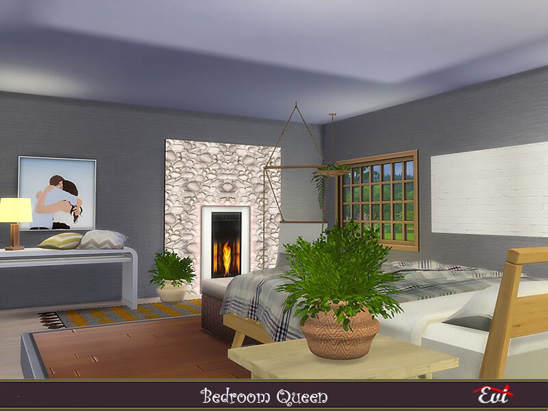 sims 4 cc bedroom queen by evi 2