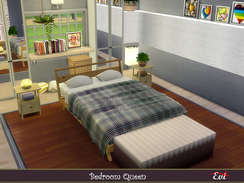 sims 4 cc bedroom queen by evi 3