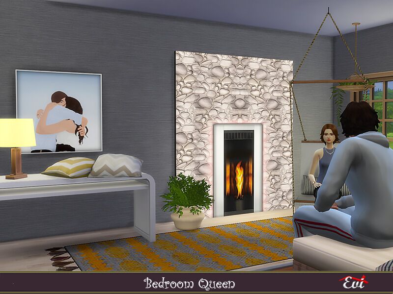 sims 4 cc bedroom queen by evi 4