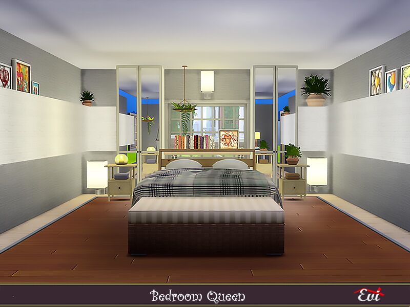 sims 4 cc bedroom queen by evi 6