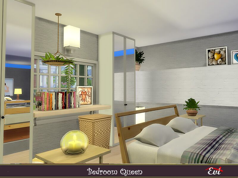 sims 4 cc bedroom queen by evi 7