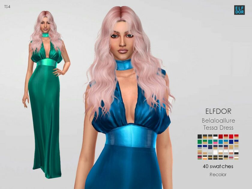 Belaloallure Tessa Dress RC By Elfdor Sims 4 CC