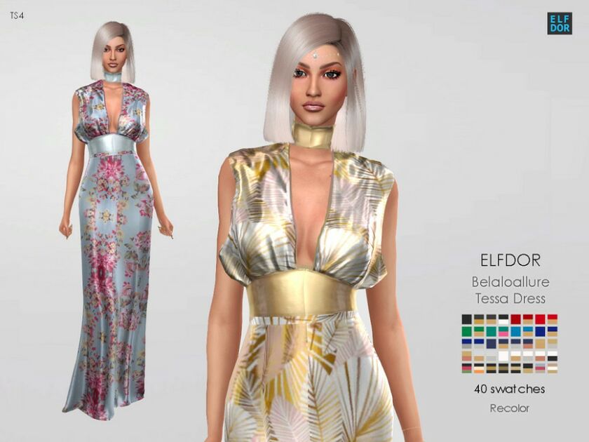 sims 4 cc belaloallure tessa dress rc by elfdor 2