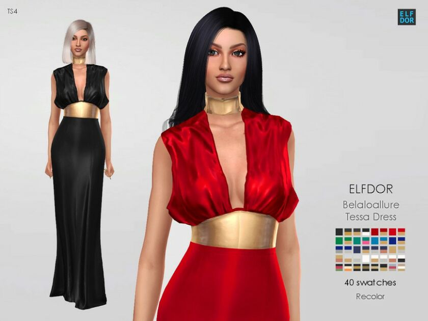 sims 4 cc belaloallure tessa dress rc by elfdor 3