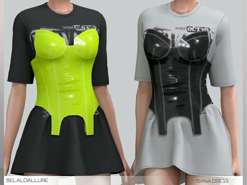 Belaloallure_Bana Dress By Belal1997 Sims 4 CC