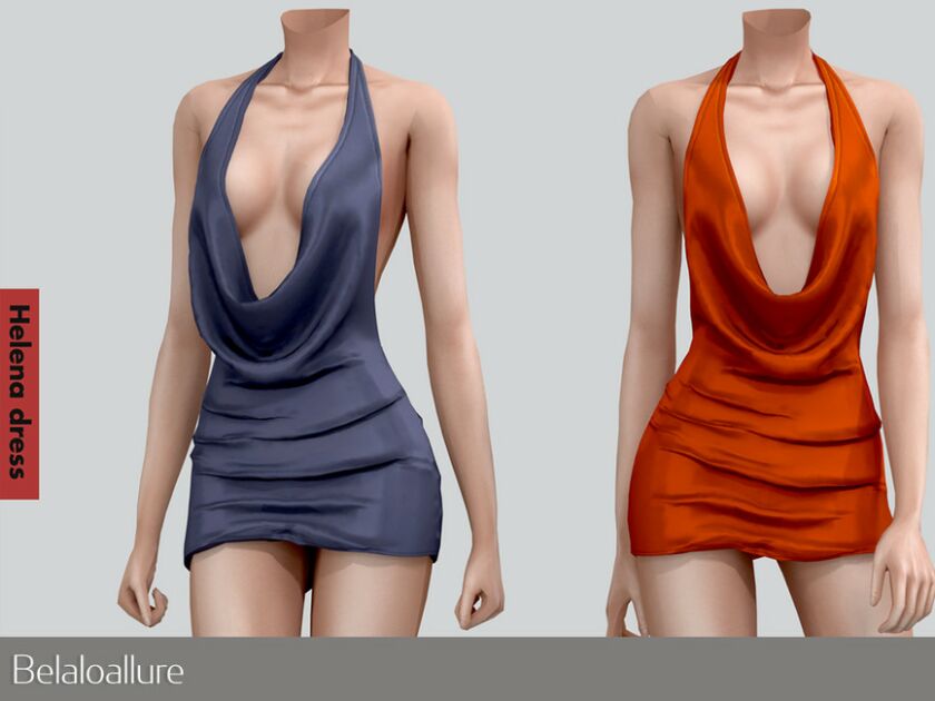 Belaloallure_Helena Silky Dress By Belal1997 Sims 4 CC