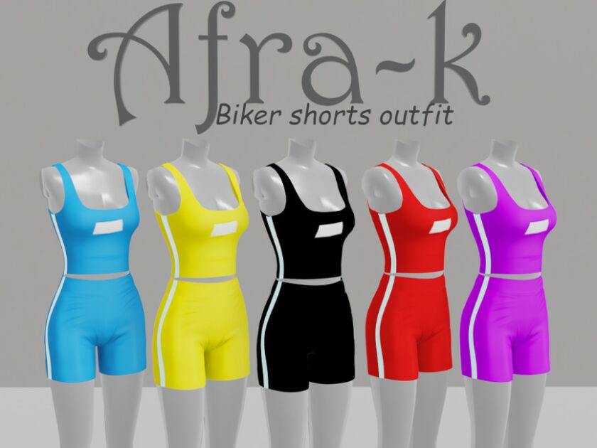 sims 4 cc biker shorts outfit by akaysims 2