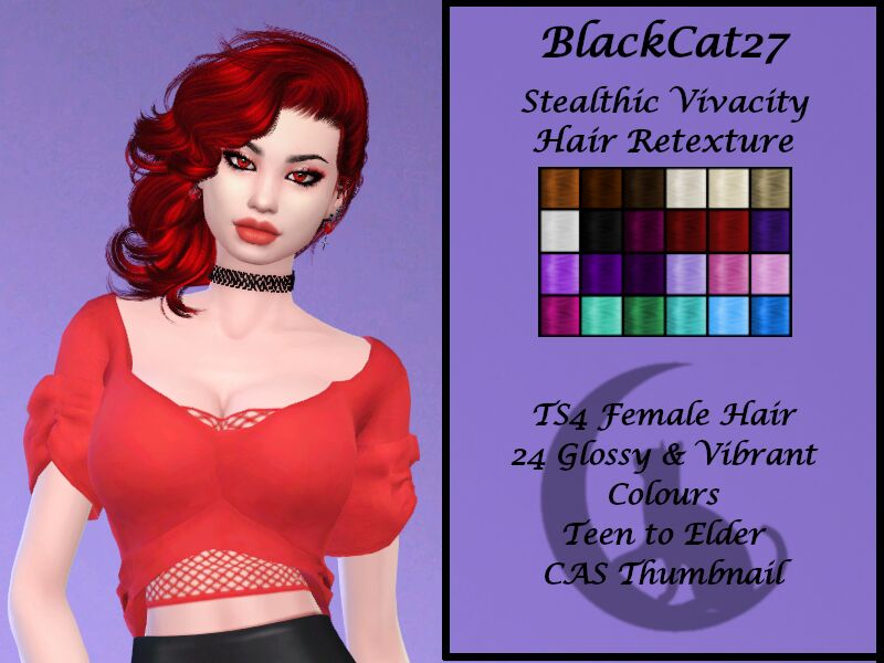 Blackcat27 Stealthic Vivacity Hair Retexture Sims 4 CC