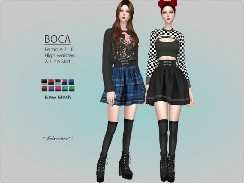 Boca – Mini Skirt By Helsoseira Sims 4 CC