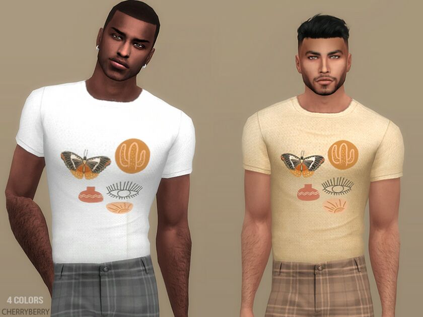 Boho Mens Shirt By Cherryberrysim Sims 4 CC