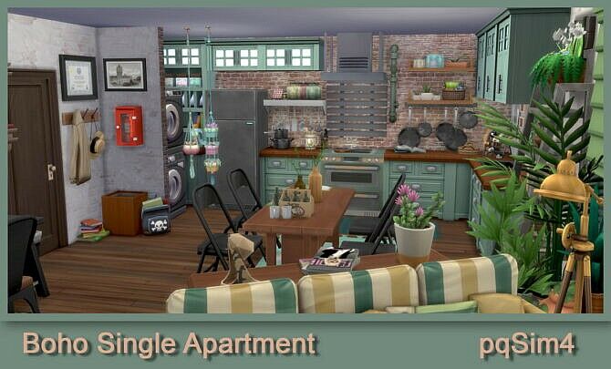 Boho Single Apartment Sims 4 CC