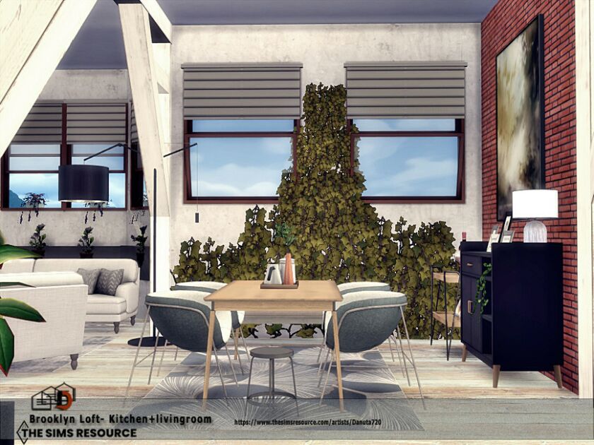 sims 4 cc brooklyn loft kitchenlivingroom by danuta720 3