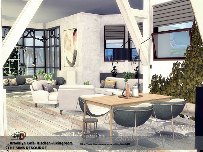 sims 4 cc brooklyn loft kitchenlivingroom by danuta720 4